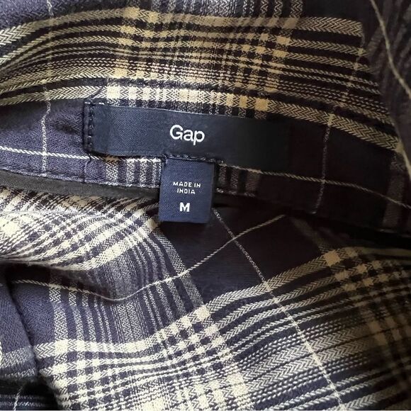 GAP BLOUSE, Blue / Cream Plaid Size M - Picture 4 of 5